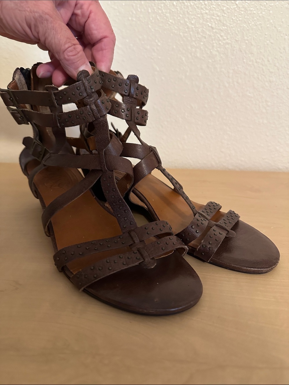 Women’s Brown Studded Strappy Gladiator Sandals
